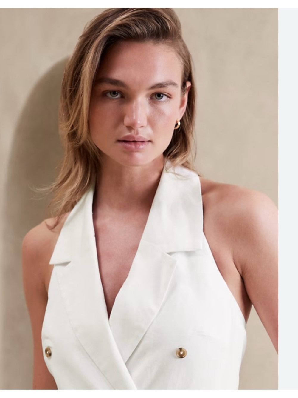 Banana Republic Factory Black Double-Breasted Halter Crop Vest